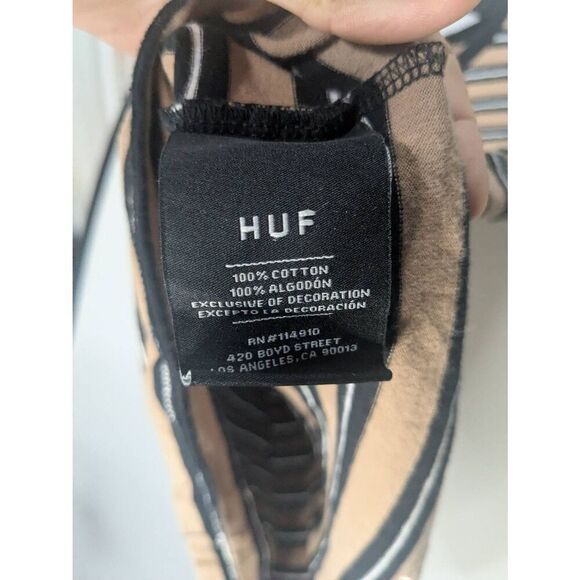 Huf Worldwide Brown Striped Short Sleeve Ringer T Shirt S Small - Picture 5 of 7